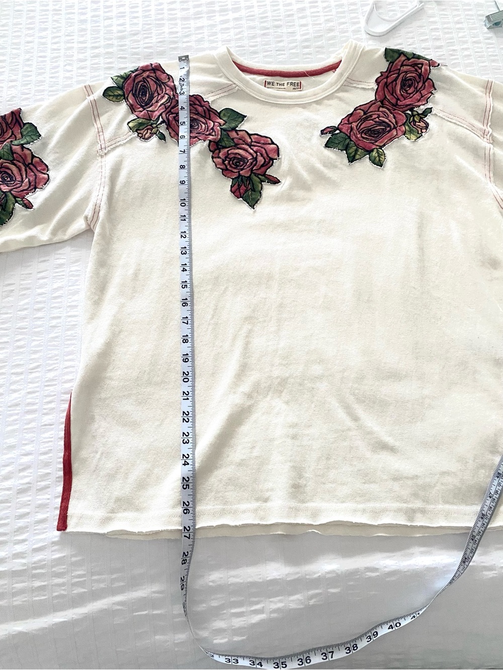 NWT Free People We The Free Edge of Glory Tee XS Floral Applique Oversized Top - Picture 6 of 11